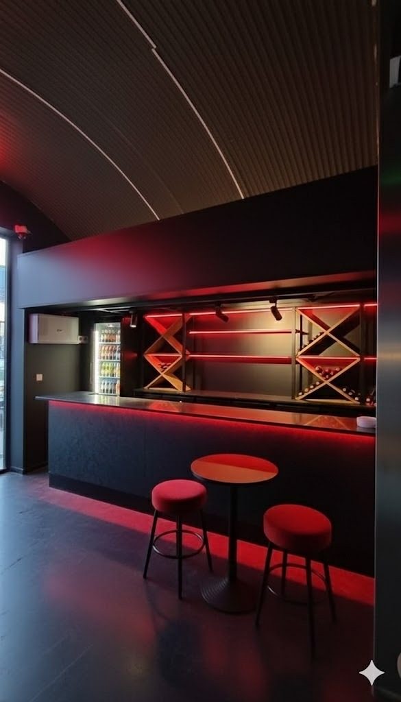 Commercial bar with red LED lighting